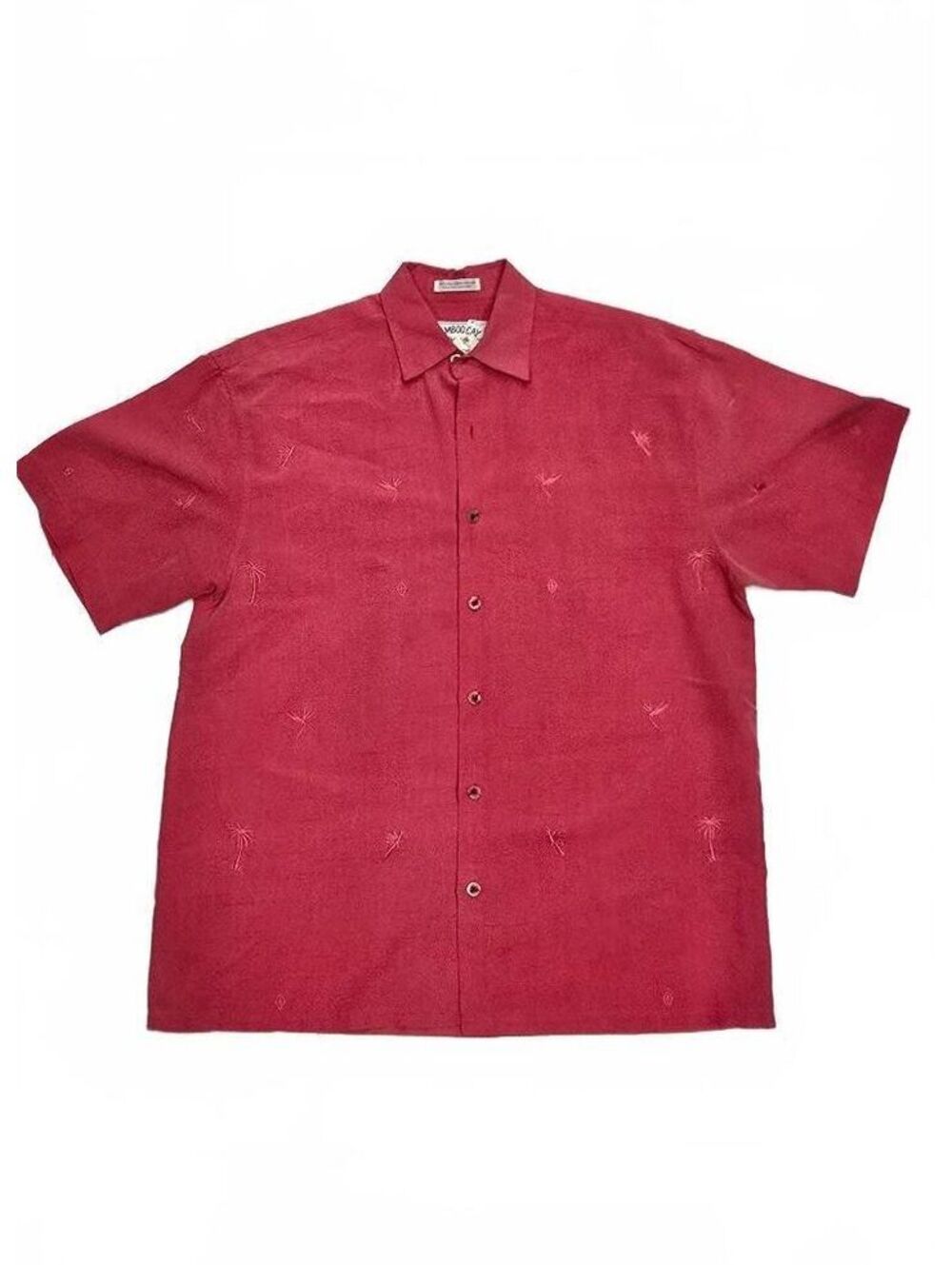 Bamboo Cay Men's Short Sleeve Red Button-Up Shirt Size S